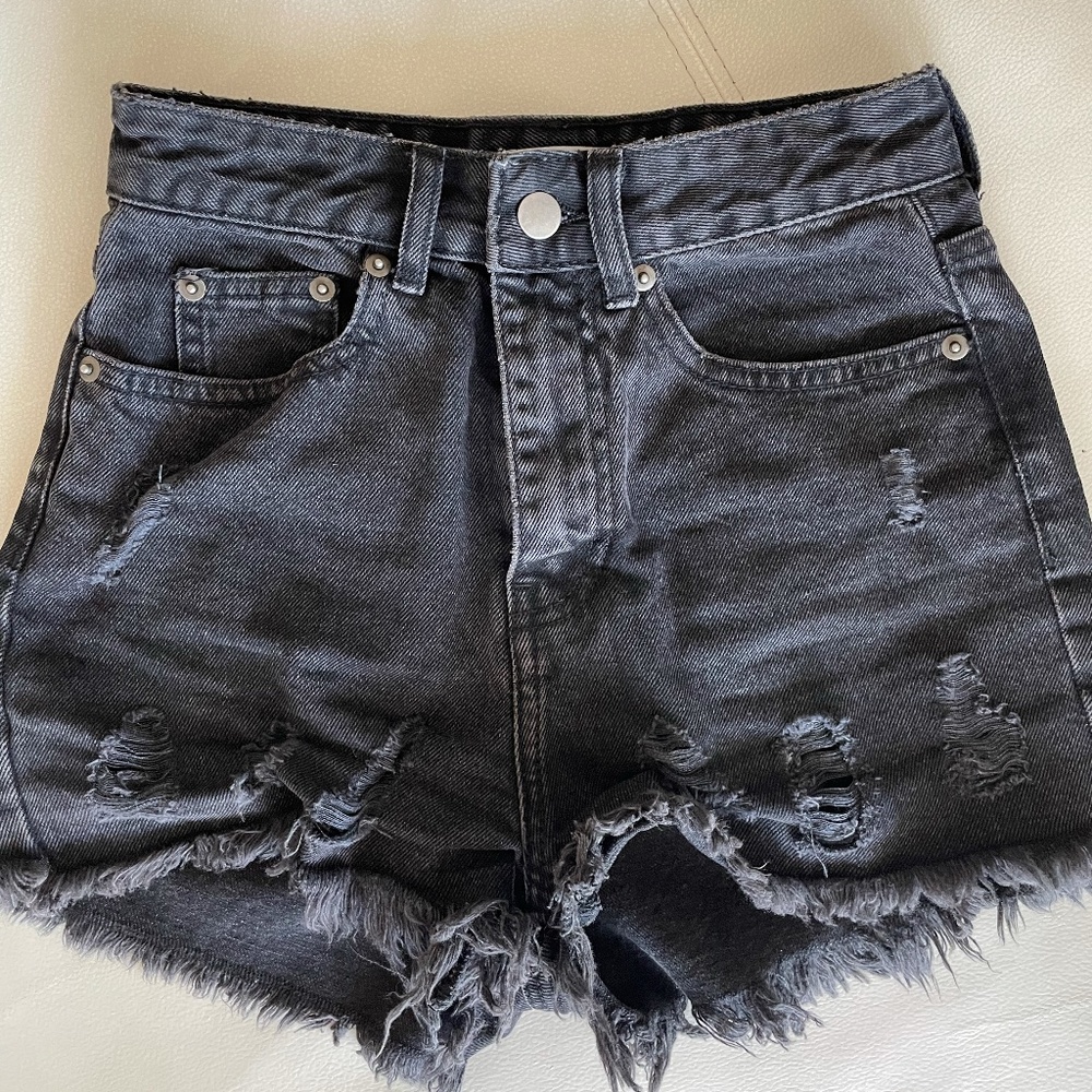 Black High Waist Jeans Shorts